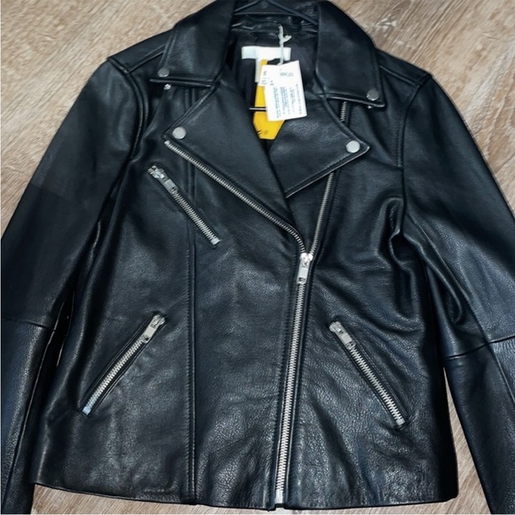 NWT H&M Genuine Leather Biker Jacket - Picture 3 of 8